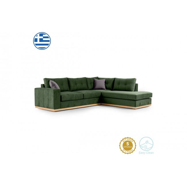 Γωνιακός καναπές "BOSTON" με αριστερή γωνία από ύφασμα σε κυπαρισσί-ανθρακί χρώμα 280x225x90