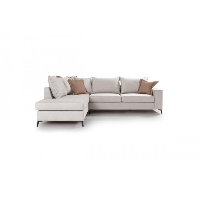 Γωνιακός καναπές "ROMANTIC" με δεξιά γωνία από ύφασμα σε κρεμ-μόκα χρώμα 290x235x95