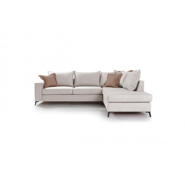 Γωνιακός καναπές "ROMANTIC" με αριστερή γωνία από ύφασμα σε κρεμ-μόκα χρώμα 290x235x95
