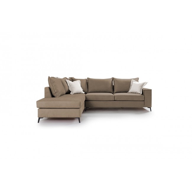 Γωνιακός καναπές "ROMANTIC" με δεξιά γωνία από ύφασμα σε μόκα-κρεμ χρώμα 290x235x95