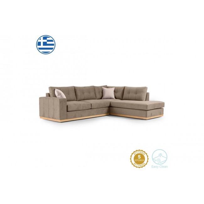 Γωνιακός καναπές "BOSTON" με αριστερή γωνία από ύφασμα σε μόκα-κρεμ χρώμα 280x225x90