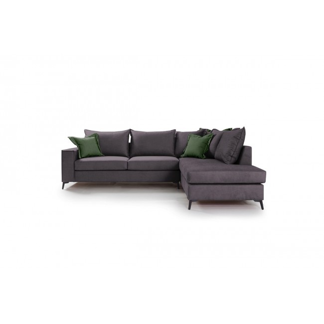 Γωνιακός καναπές "ROMANTIC" με αριστερή γωνία από ύφασμα σε ανθρακί-κυπαρισσί χρώμα 290x235x95