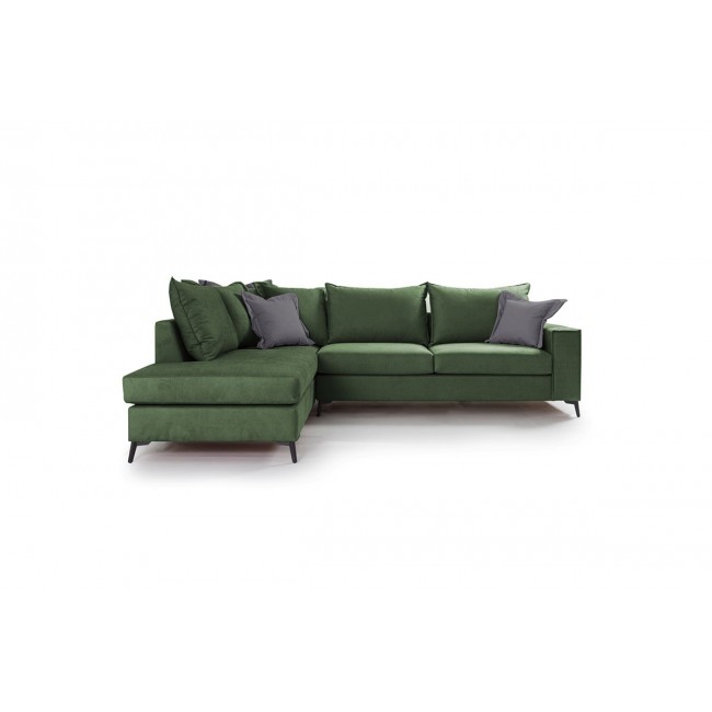 Γωνιακός καναπές "ROMANTIC" με δεξιά γωνία από ύφασμα σε κυπαρισσί-ανθρακί χρώμα 290x235x95