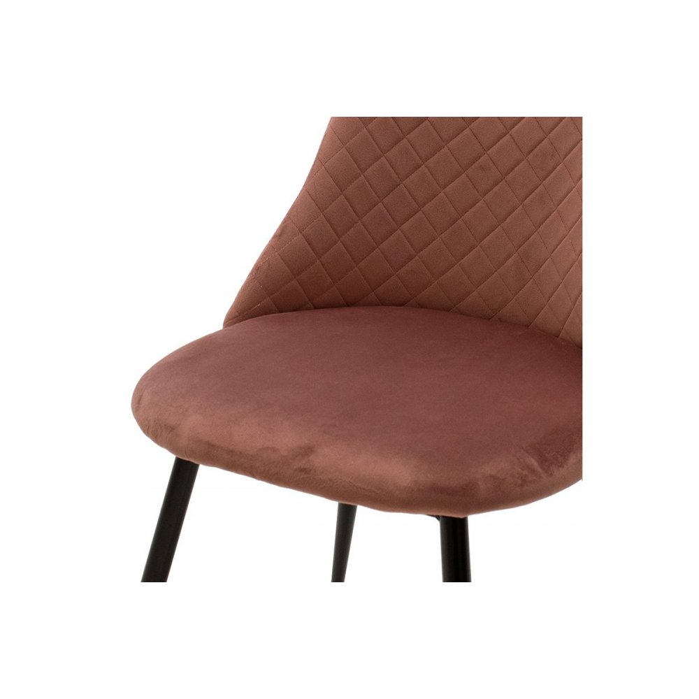 Καρέκλα "GISELLE" από μέταλλο-βελούδο σε χρώμα μαύρο-σάπιο μήλο 52x51x82
