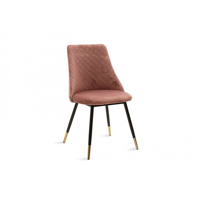 Καρέκλα "GISELLE" από μέταλλο-βελούδο σε χρώμα μαύρο-σάπιο μήλο 52x51x82