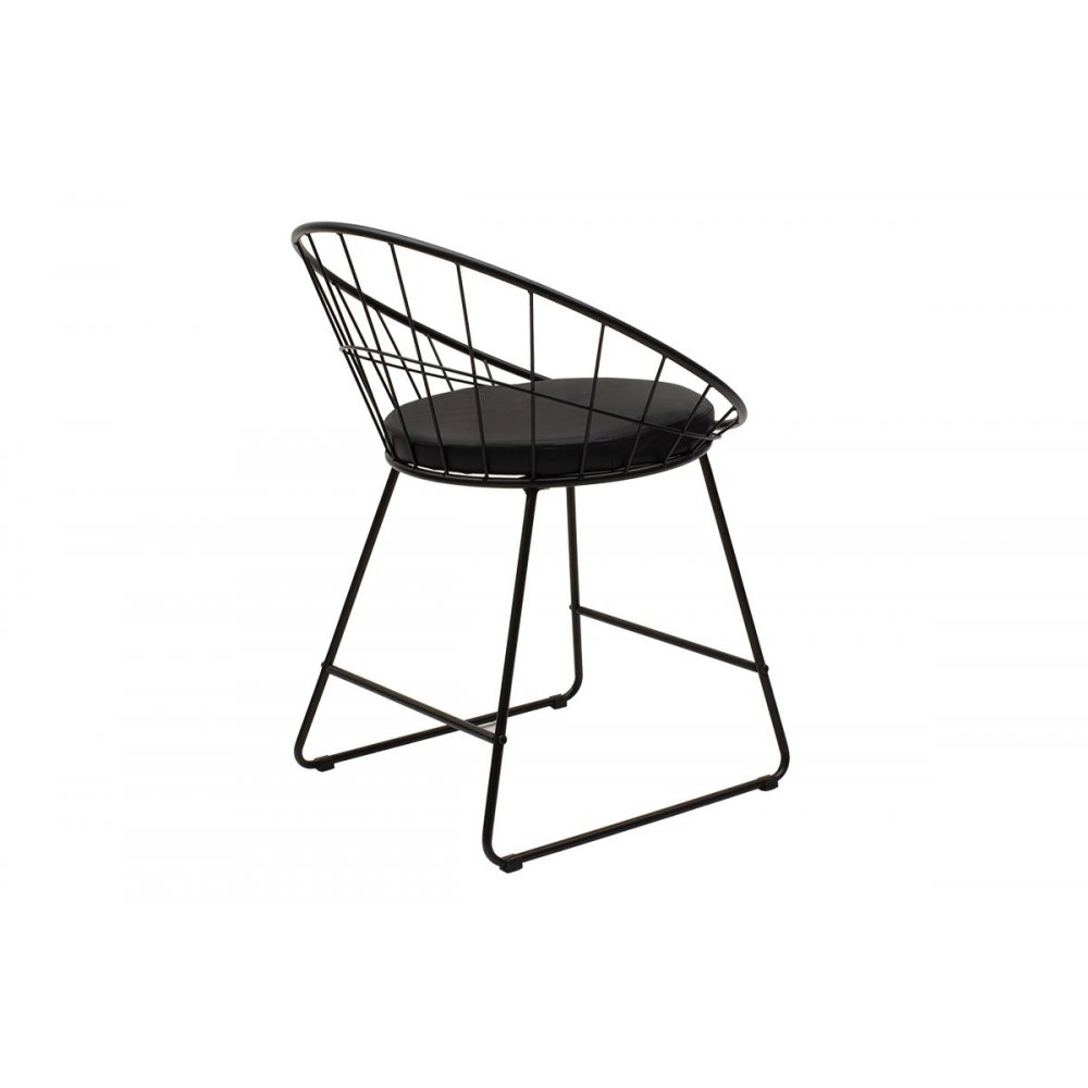 Πολυθρόνα "SETH" από μέταλλο-τεχνόδερμα σε μαύρο χρώμα 58x50x71