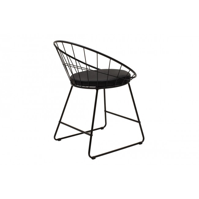 Πολυθρόνα "SETH" από μέταλλο-τεχνόδερμα σε μαύρο χρώμα 58x50x71