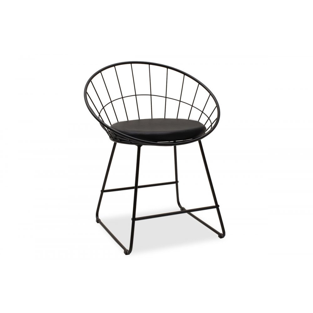 Πολυθρόνα "SETH" από μέταλλο-τεχνόδερμα σε μαύρο χρώμα 58x50x71