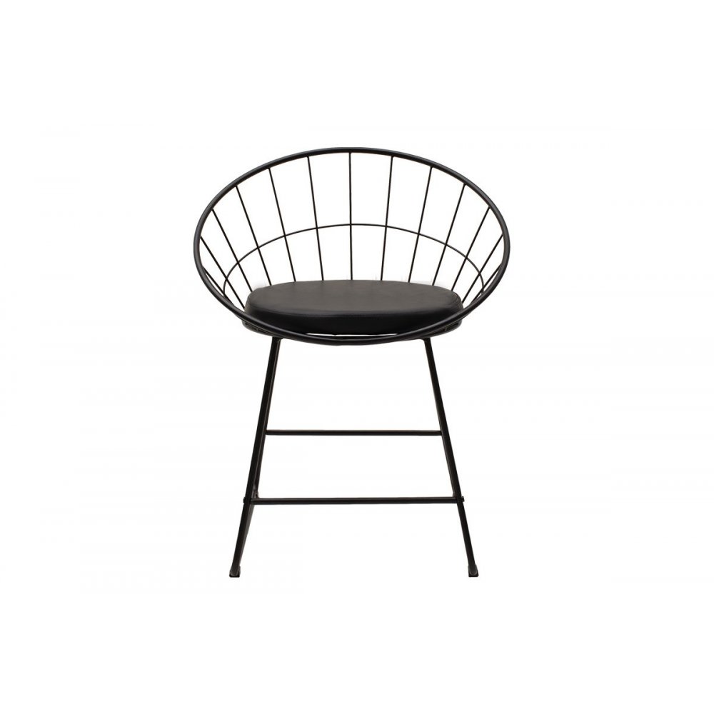 Πολυθρόνα "SETH" από μέταλλο-τεχνόδερμα σε μαύρο χρώμα 58x50x71