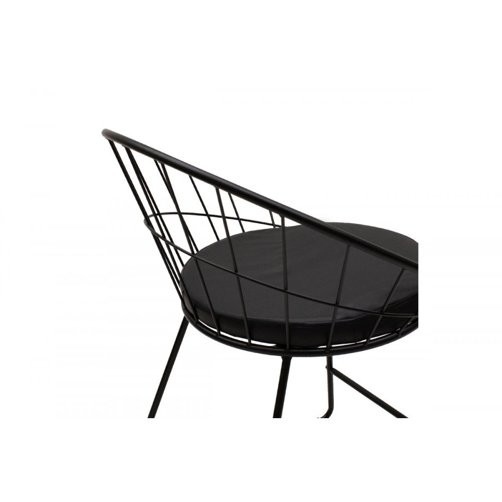 Πολυθρόνα "SETH" από μέταλλο-τεχνόδερμα σε μαύρο χρώμα 58x50x71