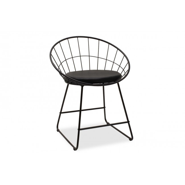 Πολυθρόνα "SETH" από μέταλλο-τεχνόδερμα σε μαύρο χρώμα 58x50x71