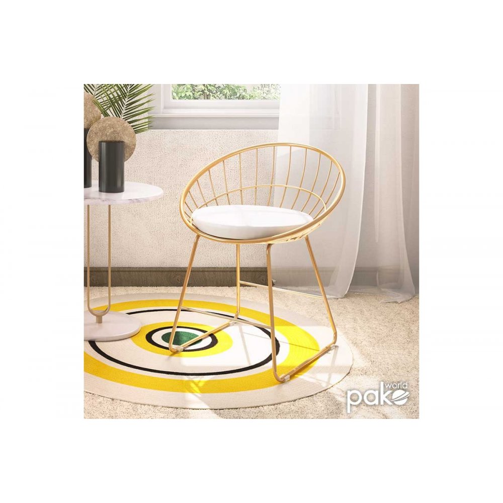 Πολυθρόνα "SETH" από μέταλλο-τεχνόδερμα σε χρυσό-λευκό χρώμα 58x50x71