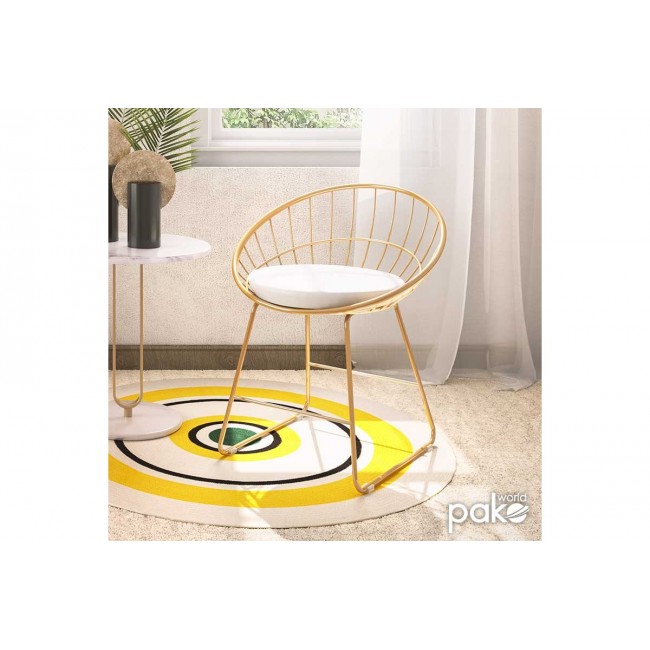 Πολυθρόνα "SETH" από μέταλλο-τεχνόδερμα σε χρυσό-λευκό χρώμα 58x50x71