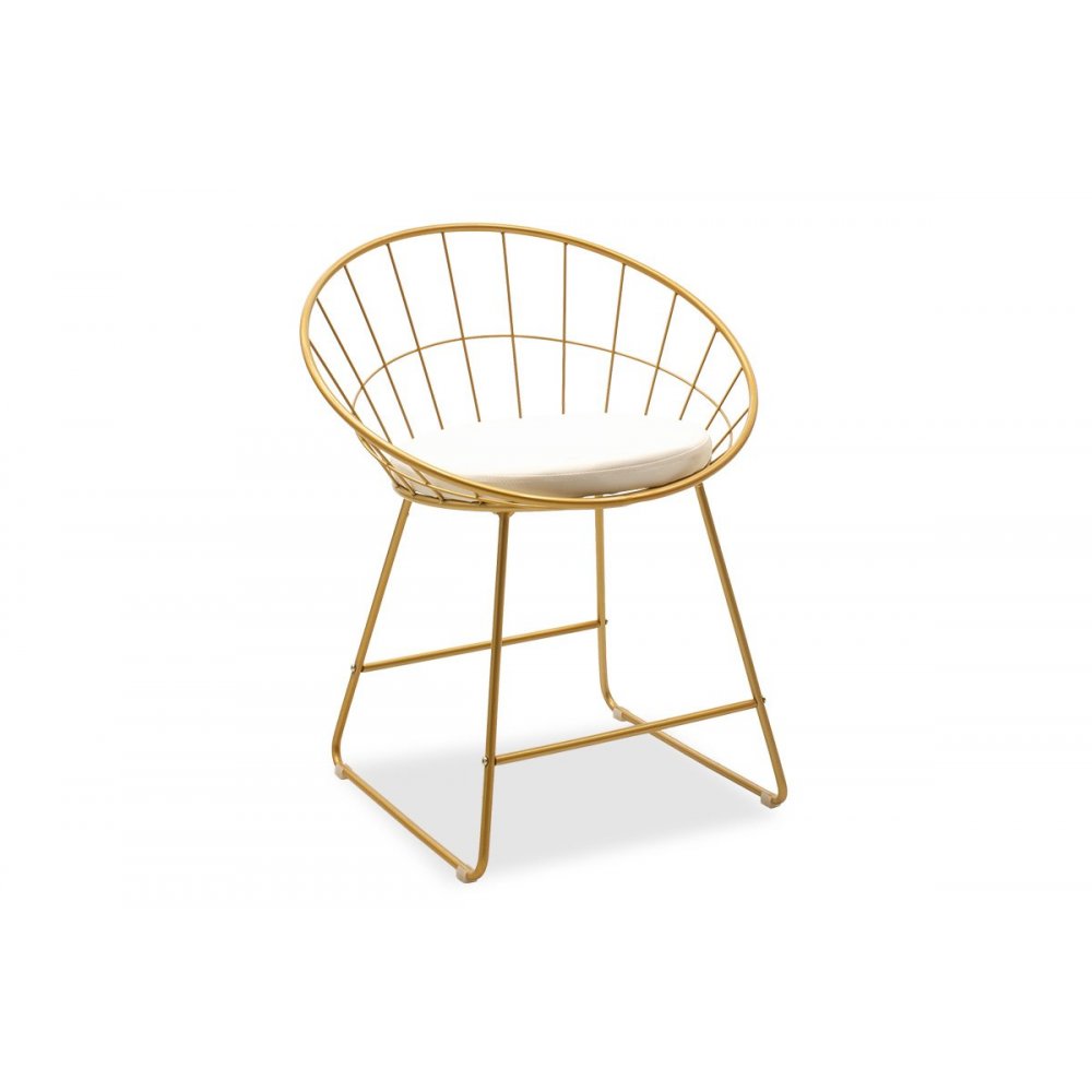 Πολυθρόνα "SETH" από μέταλλο-τεχνόδερμα σε χρυσό-λευκό χρώμα 58x50x71