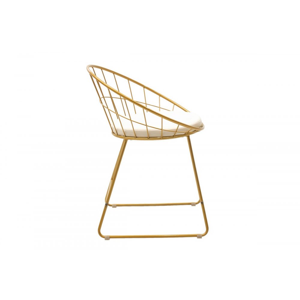 Πολυθρόνα "SETH" από μέταλλο-τεχνόδερμα σε χρυσό-λευκό χρώμα 58x50x71