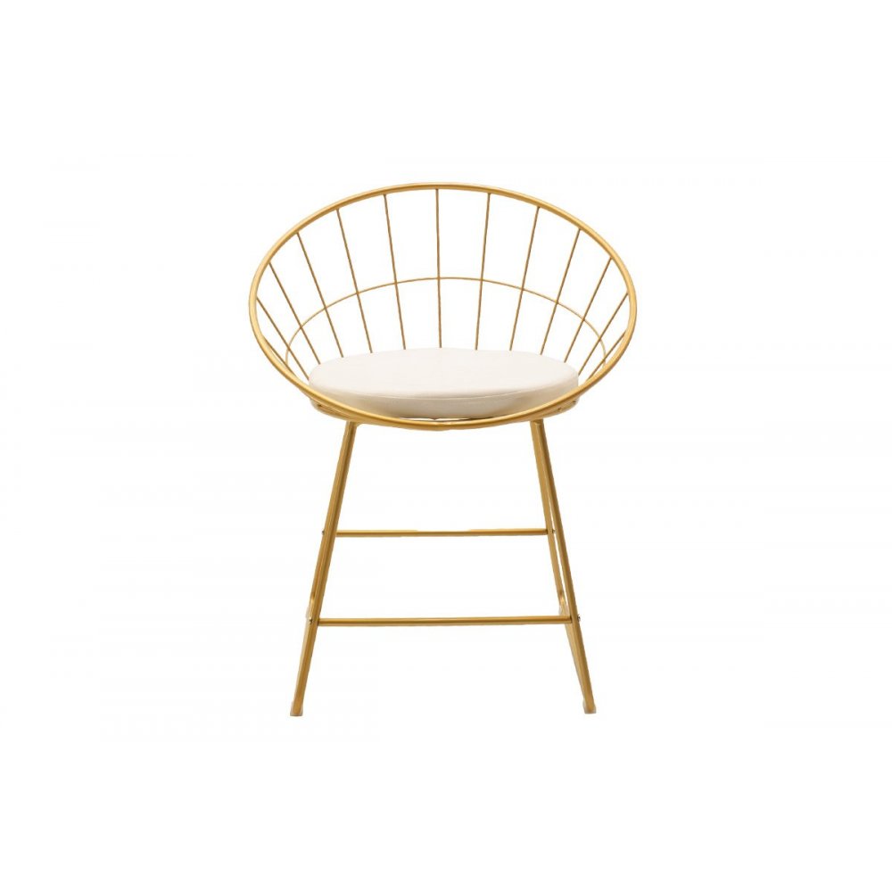 Πολυθρόνα "SETH" από μέταλλο-τεχνόδερμα σε χρυσό-λευκό χρώμα 58x50x71