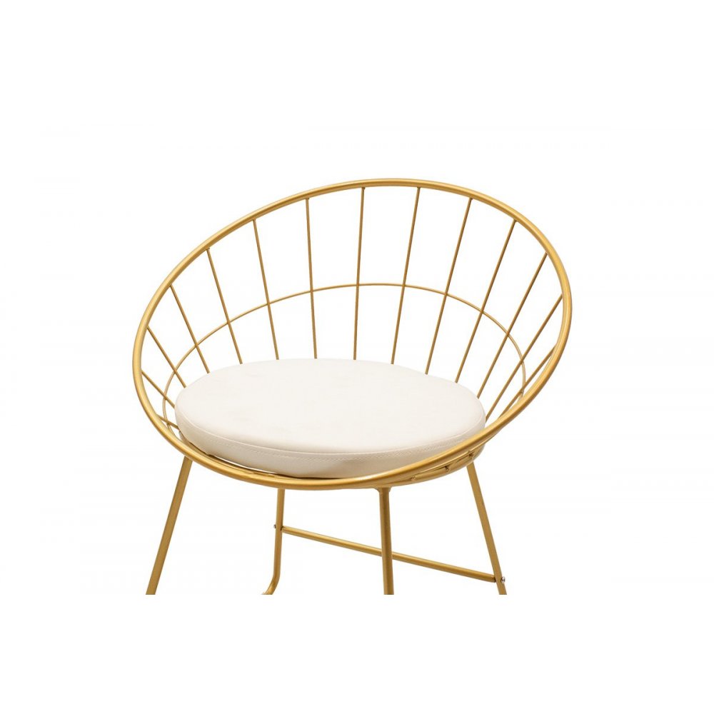 Πολυθρόνα "SETH" από μέταλλο-τεχνόδερμα σε χρυσό-λευκό χρώμα 58x50x71