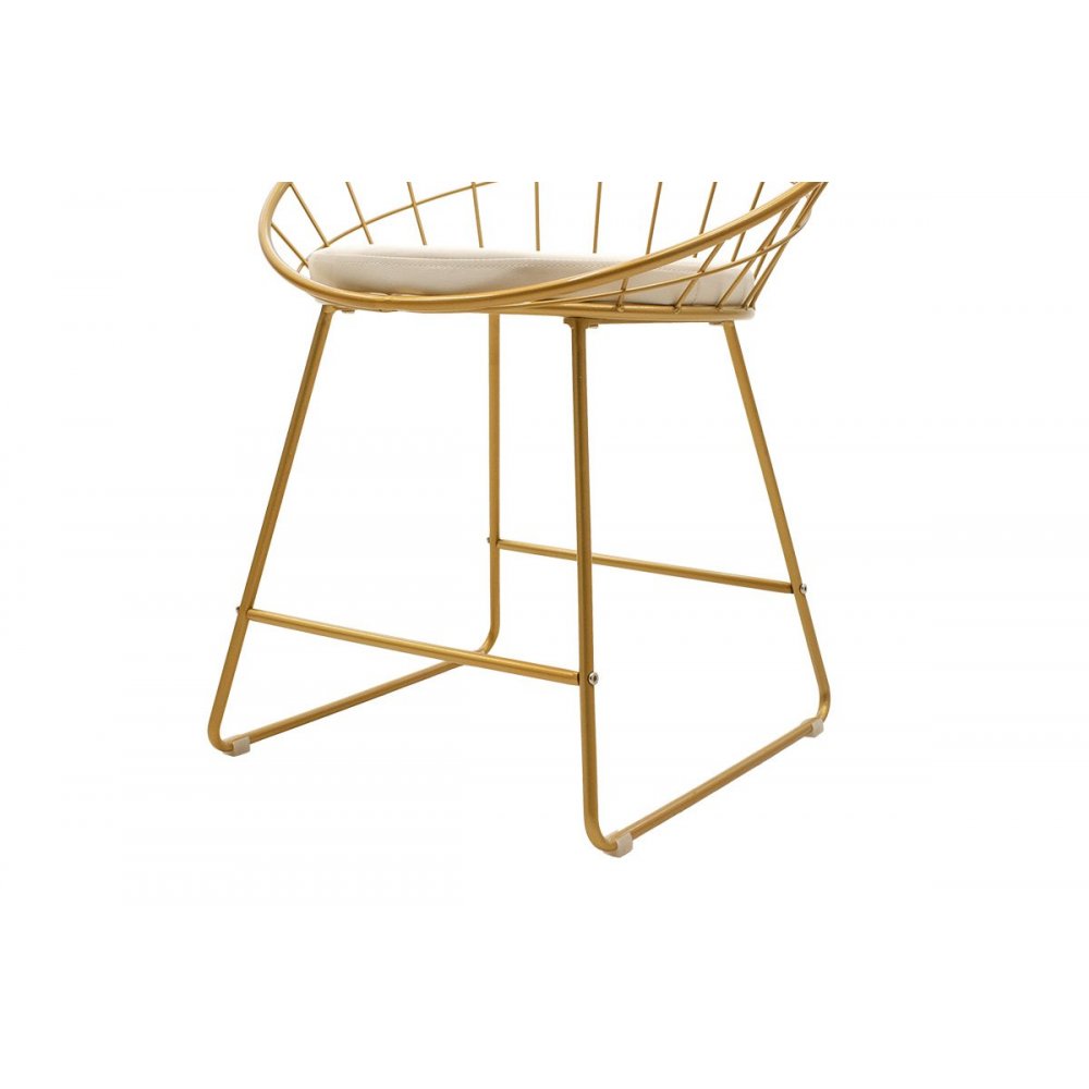 Πολυθρόνα "SETH" από μέταλλο-τεχνόδερμα σε χρυσό-λευκό χρώμα 58x50x71