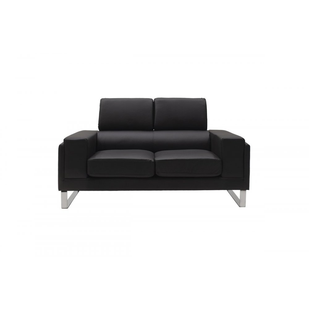 Καναπές διθέσιος "SHEA" από τεχνόδερμα σε χρώμα μαύρο 158x80x87