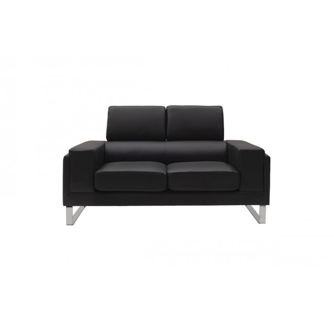 Καναπές διθέσιος "SHEA" από τεχνόδερμα σε χρώμα μαύρο 158x80x87
