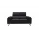 Καναπές διθέσιος "SHEA" από τεχνόδερμα σε χρώμα μαύρο 158x80x87