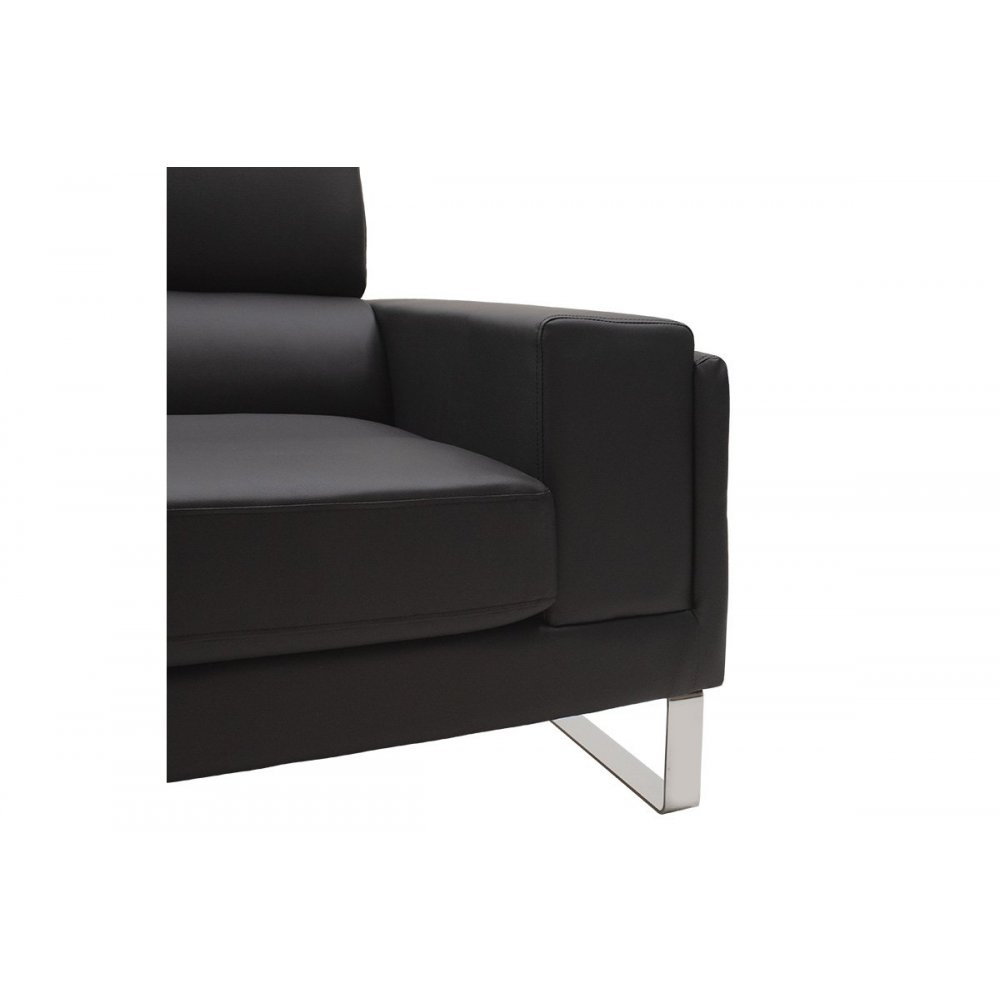 Καναπές διθέσιος "SHEA" από τεχνόδερμα σε χρώμα μαύρο 158x80x87