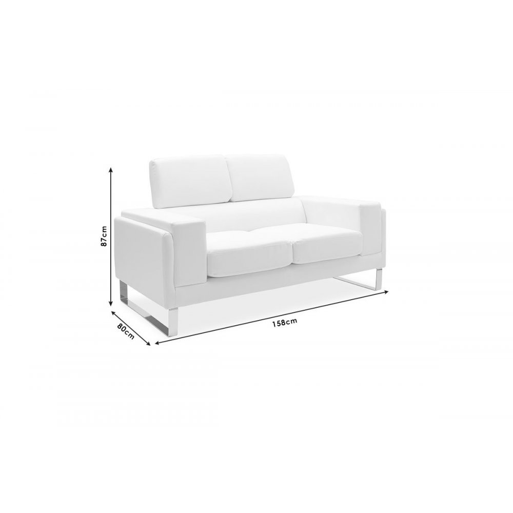 Καναπές διθέσιος "SHEA" από τεχνόδερμα σε χρώμα μαύρο 158x80x87