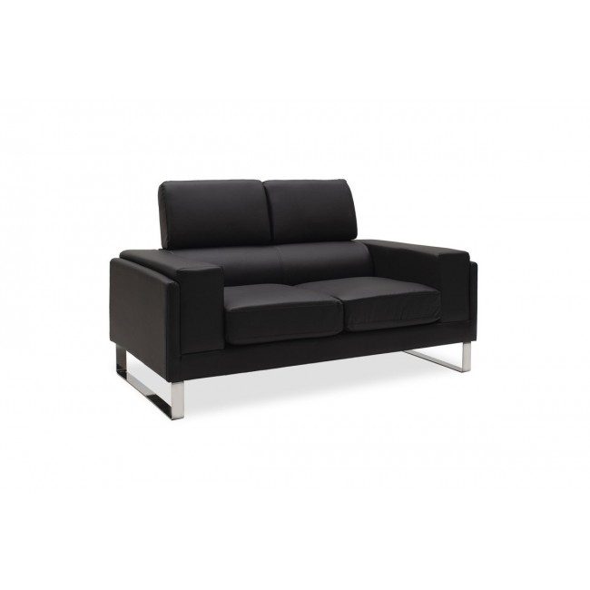Καναπές διθέσιος "SHEA" από τεχνόδερμα σε χρώμα μαύρο 158x80x87