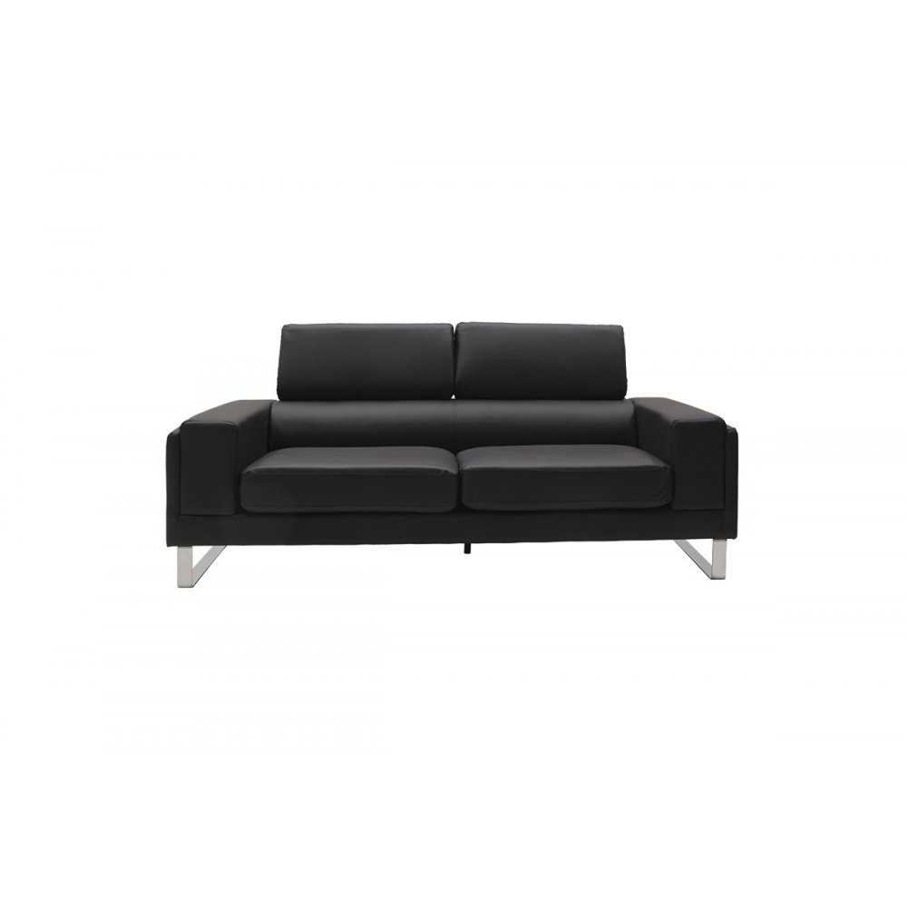 Καναπές τριθέσιος "SHEA" από τεχνόδερμα σε μαύρο χρώμα 198x80x87