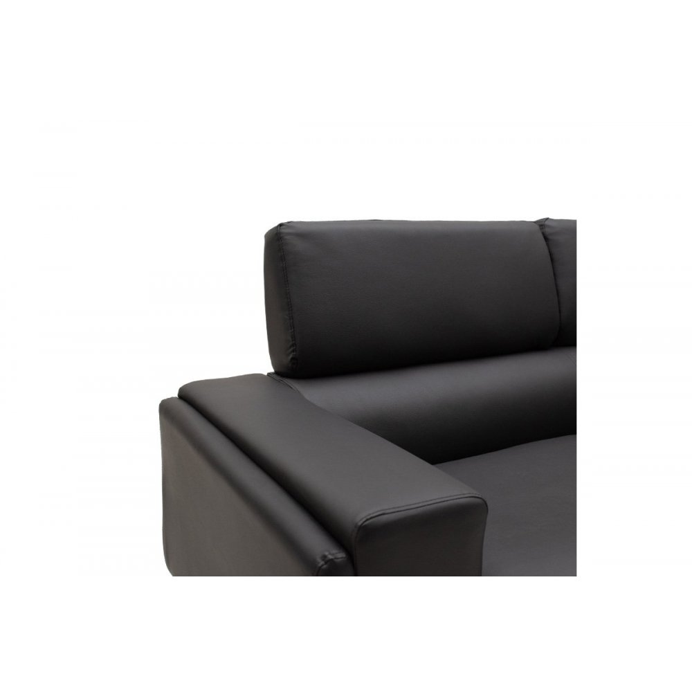 Καναπές τριθέσιος "SHEA" από τεχνόδερμα σε μαύρο χρώμα 198x80x87