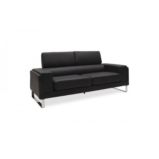 Καναπές τριθέσιος "SHEA" από τεχνόδερμα σε μαύρο χρώμα 198x80x87