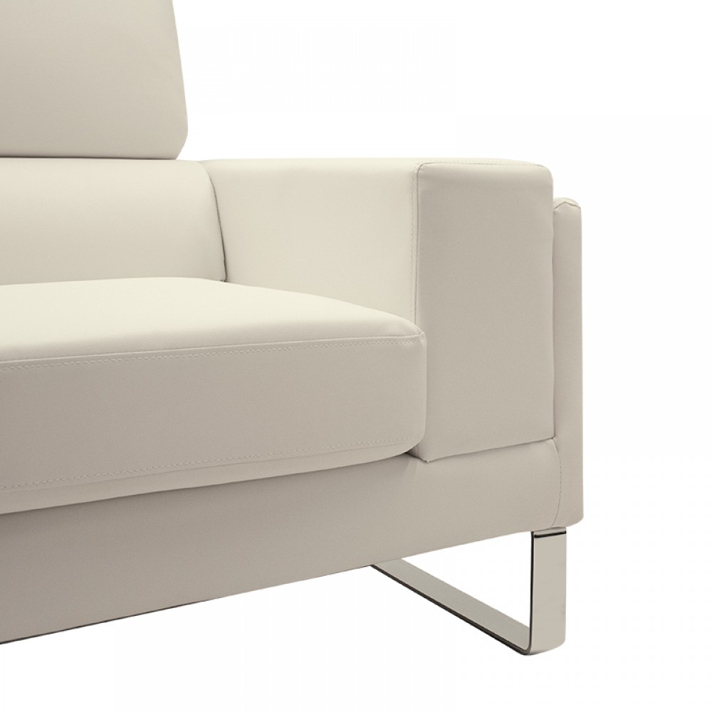 Καναπές διθέσιος "SHEA" από τεχνόδερμα σε χρώμα ιβουάρ 158x80x87