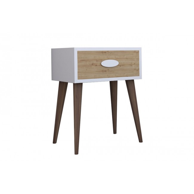 Κομοδίνο "LΑΒΕR" με ένα συρτάρι σε καρυδί-λευκό-sonoma 45x30x57,5