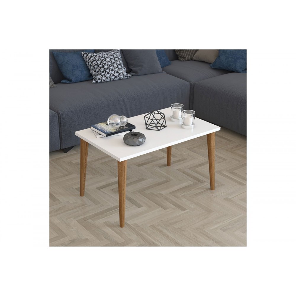 Τραπέζι σαλονιού "ZAHAR" σε λευκό-καφέ χρώμα 72x45x42