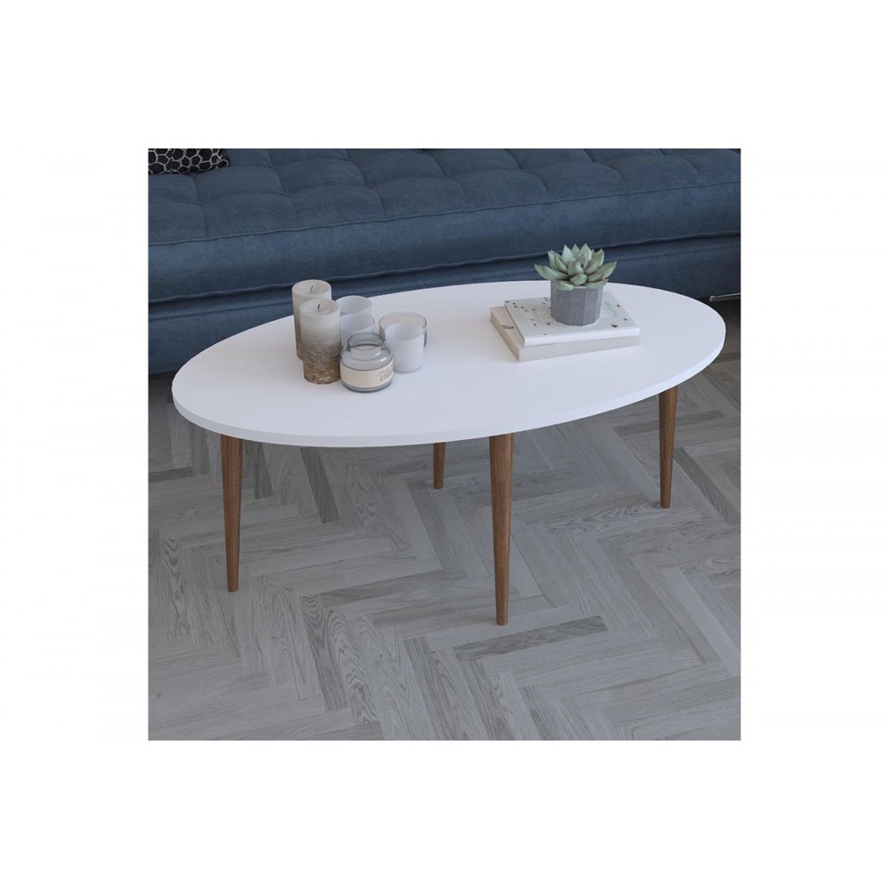 Τραπέζι σαλονιού "BARTON" σε λευκό-καφέ χρώμα 90x45x40