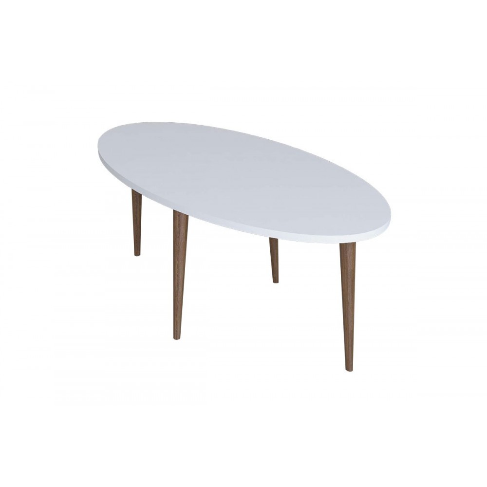 Τραπέζι σαλονιού "BARTON" σε λευκό-καφέ χρώμα 90x45x40