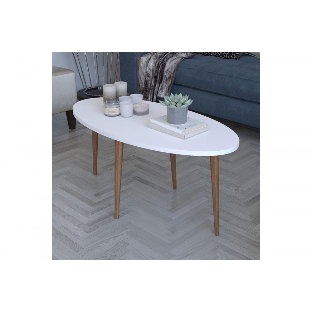 Τραπέζι σαλονιού "BARTON" σε λευκό-καφέ χρώμα 90x45x40