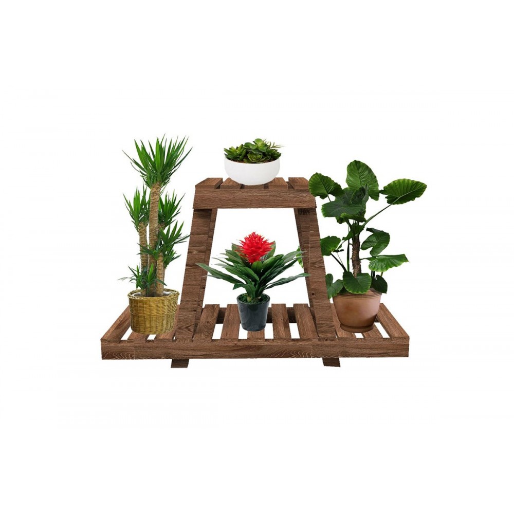 Ραφιέρα-σταντ φυτών "TISA" από ξύλο σε καφέ χρώμα 75X25X49