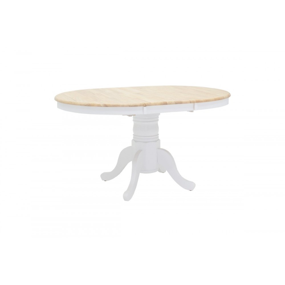 Tραπέζι "LARS" επεκτεινόμενο ξύλο-MDF σε λευκό-φυσικό χρώμα Φ100(+38)x100x75