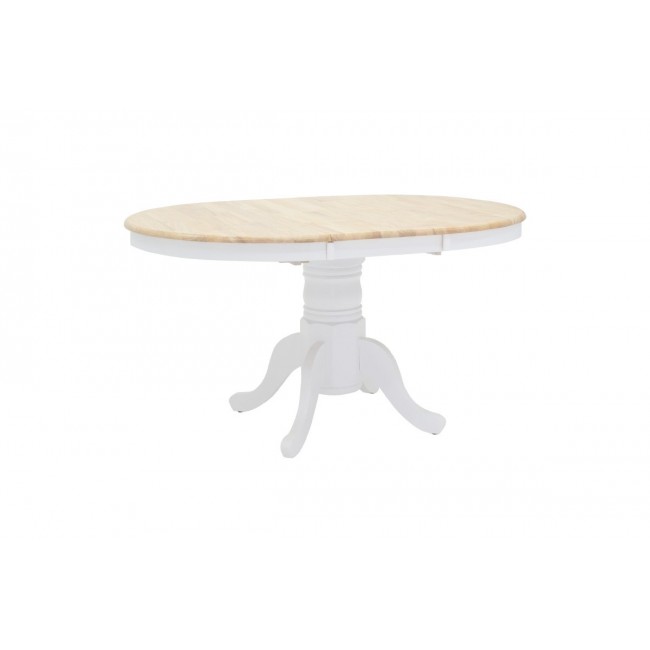 Tραπέζι "LARS" επεκτεινόμενο ξύλο-MDF σε λευκό-φυσικό χρώμα Φ100(+38)x100x75