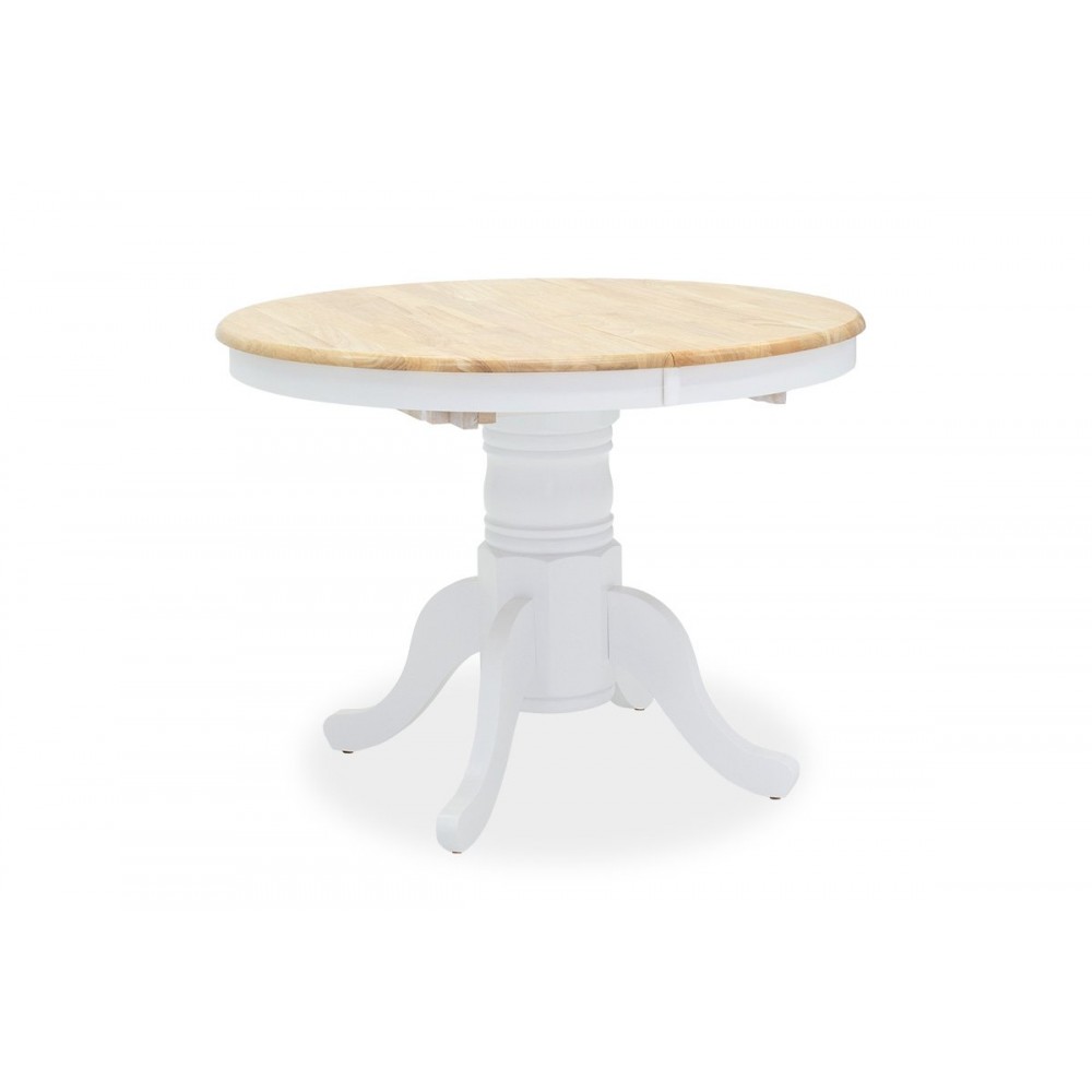 Tραπέζι "LARS" επεκτεινόμενο ξύλο-MDF σε λευκό-φυσικό χρώμα Φ100(+38)x100x75