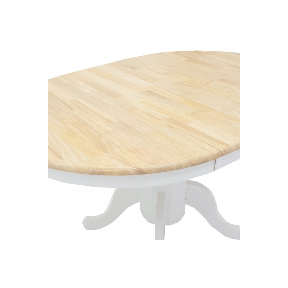 Tραπέζι "LARS" επεκτεινόμενο ξύλο-MDF σε λευκό-φυσικό χρώμα Φ100(+38)x100x75