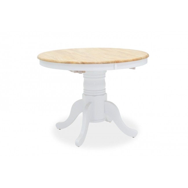 Tραπέζι "LARS" επεκτεινόμενο ξύλο-MDF σε λευκό-φυσικό χρώμα Φ100(+38)x100x75