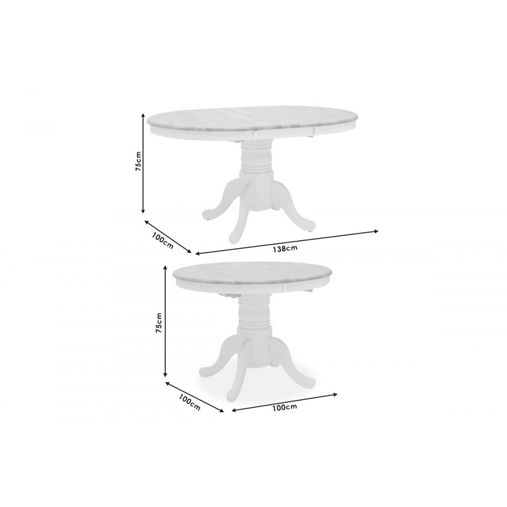 Σετ τραπεζαρίας "LARS" από ξύλο σε λευκό-φυσικό χρώμα Φ100(+38)x100x75