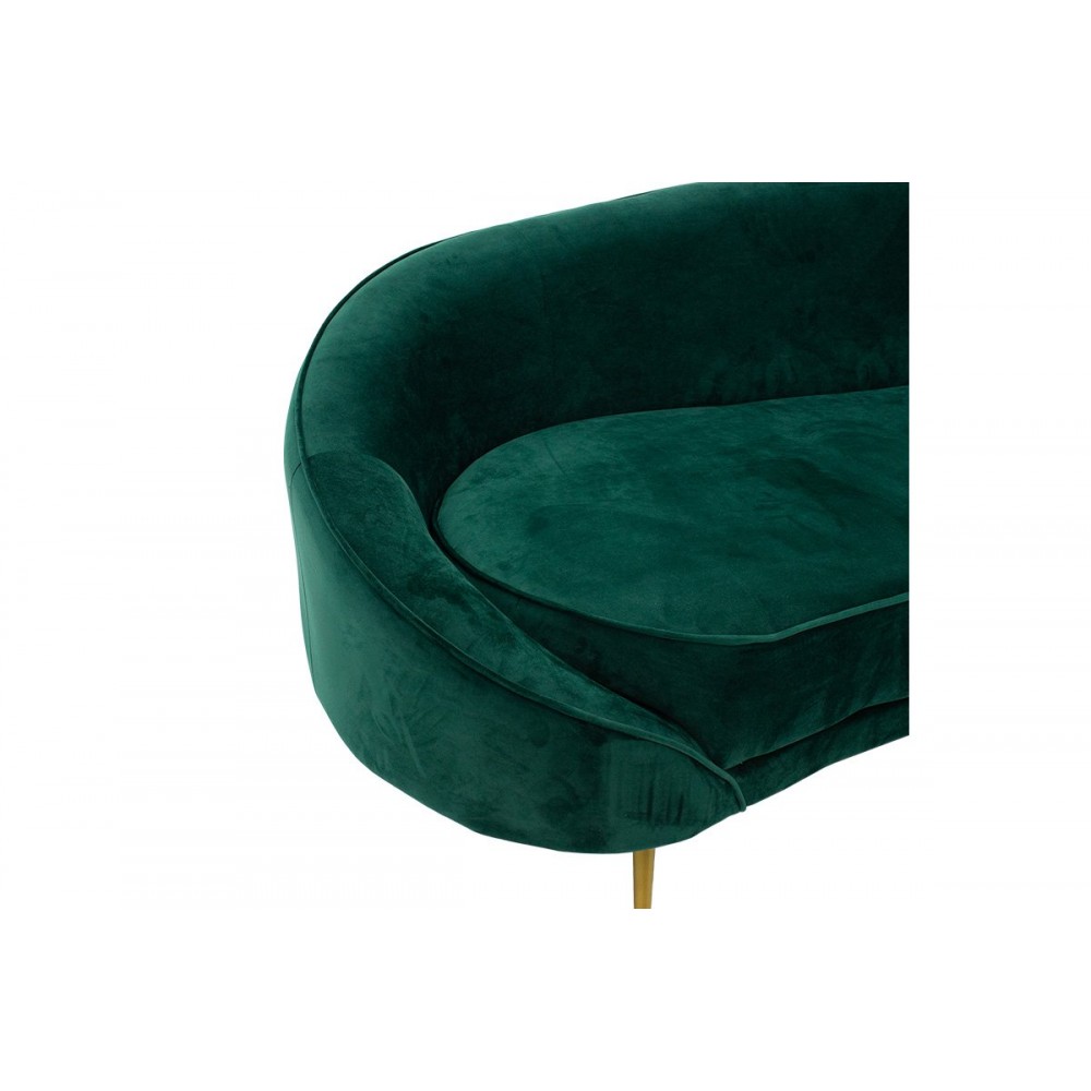 Καναπές τριθέσιος "AMORA" από βελούδο-μέταλλο σε κυπαρισσί-χρυσό χρώμα 180x81x77