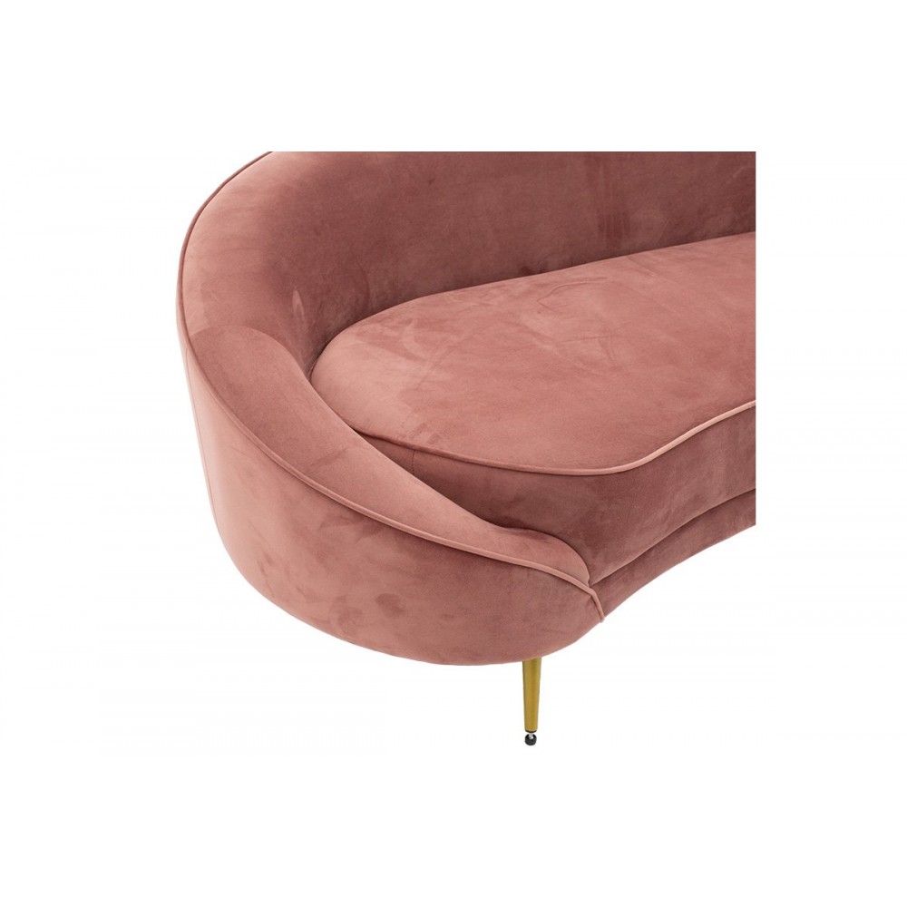 Καναπές τριθέσιος "AMORA" από βελούδο-μέταλλο σε σάπιο μήλο-χρυσό χρώμα 180x81x77