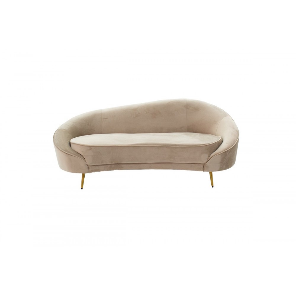 Καναπές τριθέσιος "AMORA" από βελούδο-μέταλλο σε μπεζ-χρυσό χρώμα 180x81x77