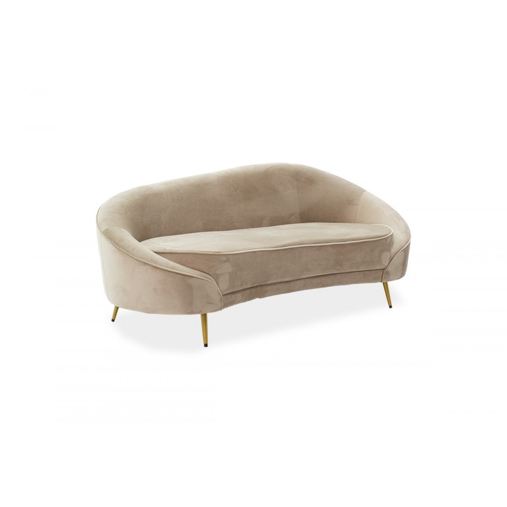 Καναπές τριθέσιος "AMORA" από βελούδο-μέταλλο σε μπεζ-χρυσό χρώμα 180x81x77