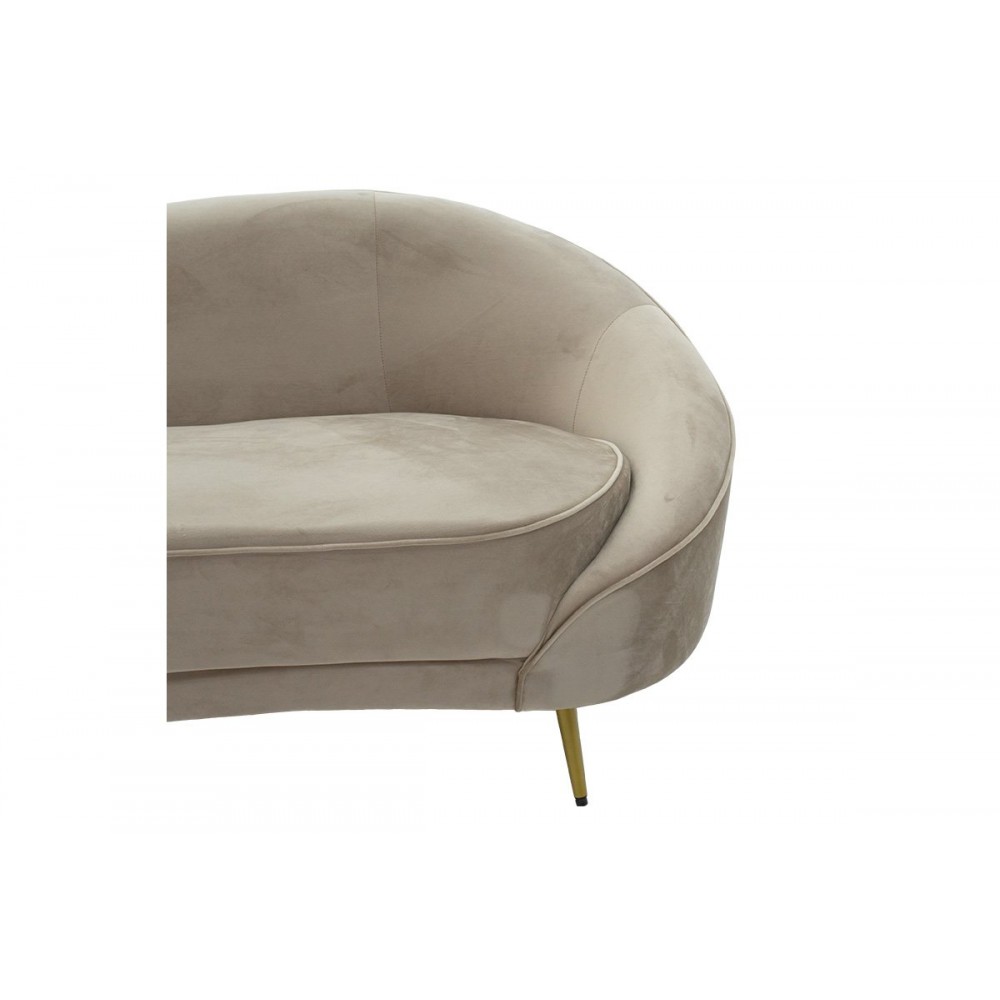 Καναπές τριθέσιος "AMORA" από βελούδο-μέταλλο σε μπεζ-χρυσό χρώμα 180x81x77