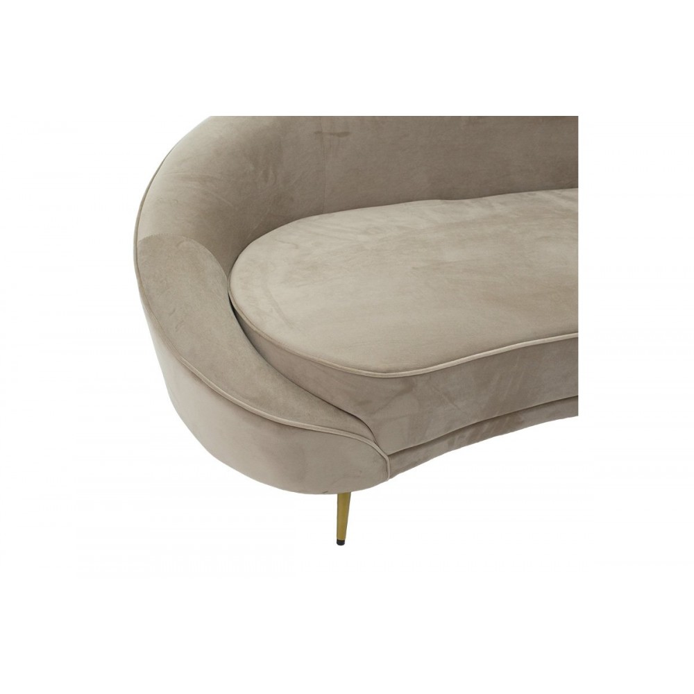 Καναπές τριθέσιος "AMORA" από βελούδο-μέταλλο σε μπεζ-χρυσό χρώμα 180x81x77